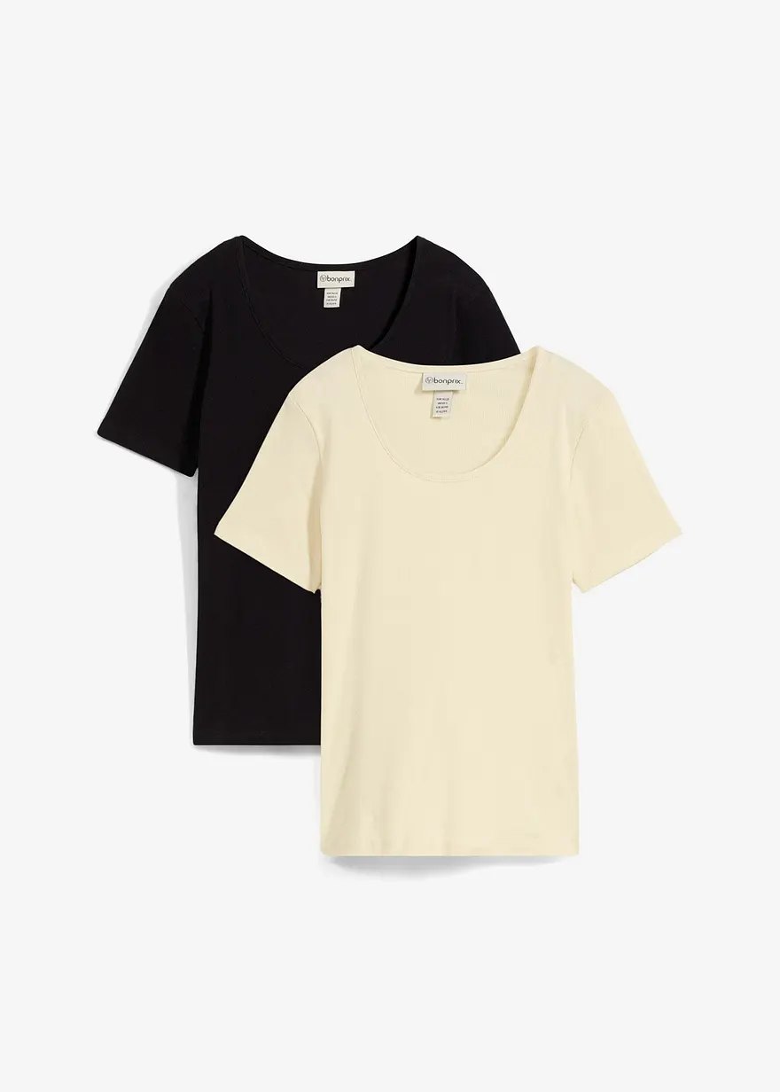 Rippshirt mit reiner Bio-Baumwolle (2er Pack)