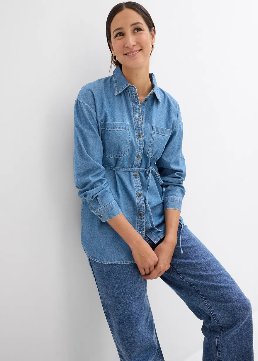 Umstands- und Stilljeanshemd aus reiner Baumwolle
