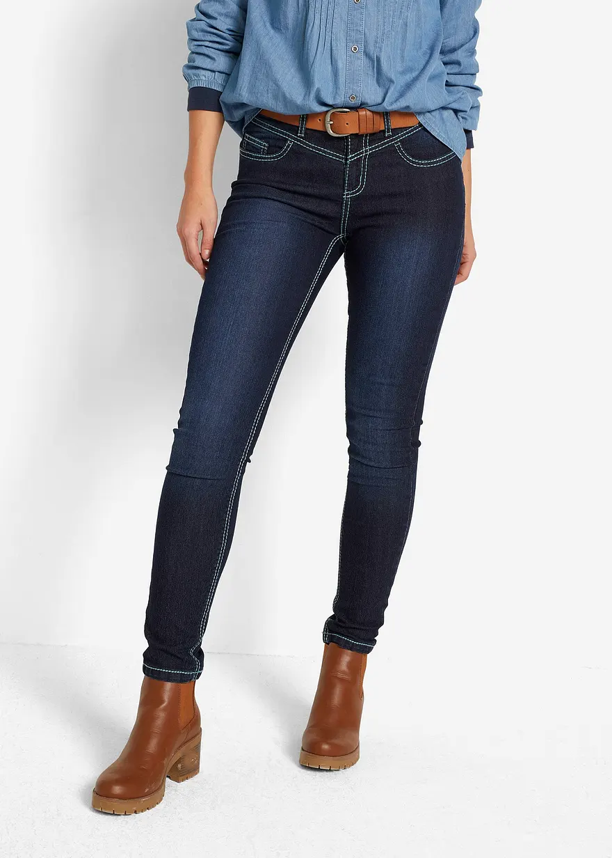 Slim Jeans Mid Waist, Kontrastnähte