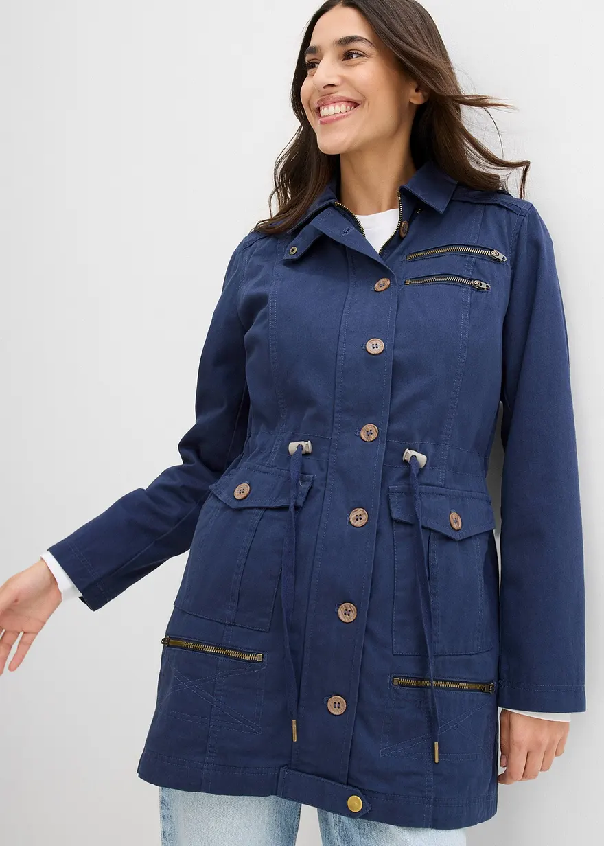 Baumwoll Parka im Utility Stil, halblang
