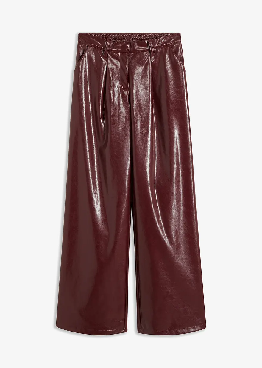 Lederimitat-Hose mit weitem Bein