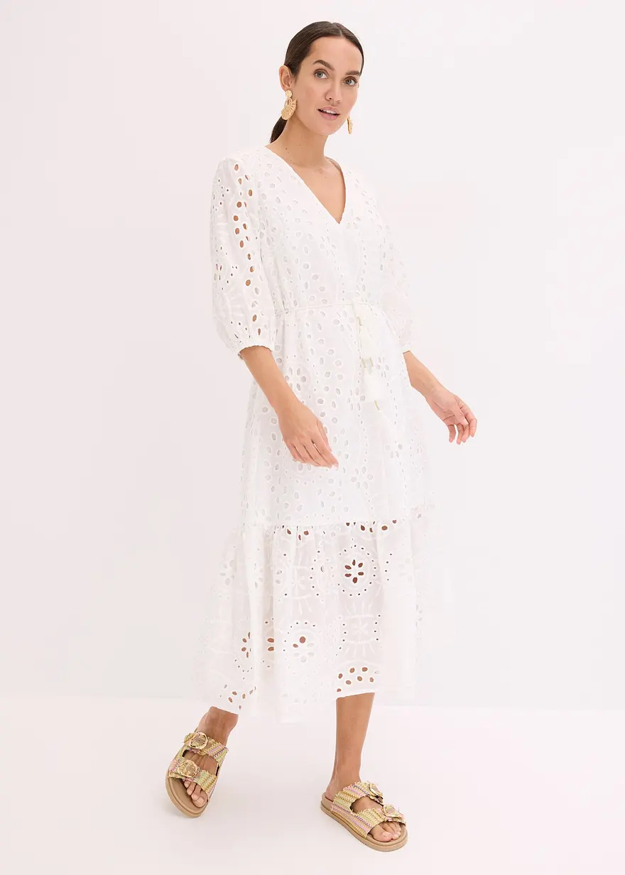 Midikleid mit Lochstickerei