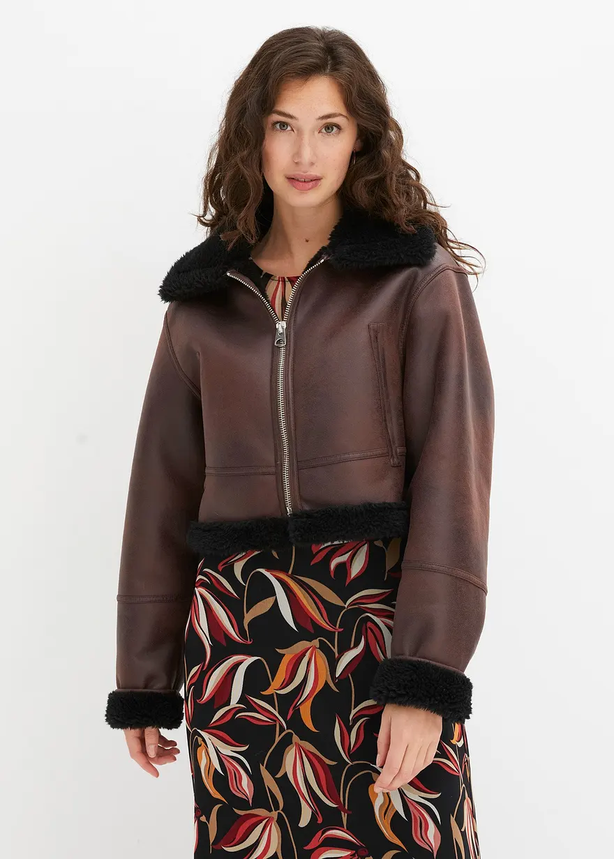 Pilotenjacke aus Lammfellimitat