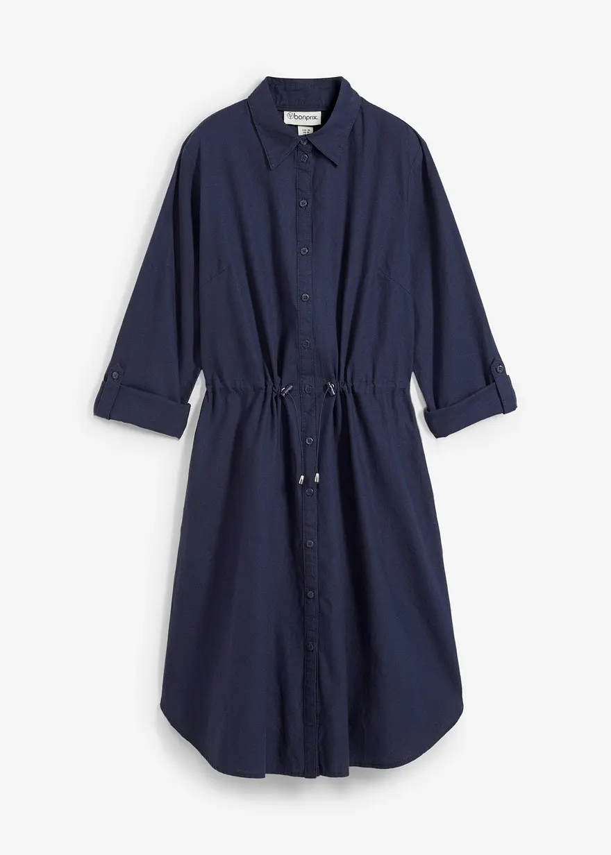 Hemdblusenkleid aus Leinen-Baumwoll-Mix