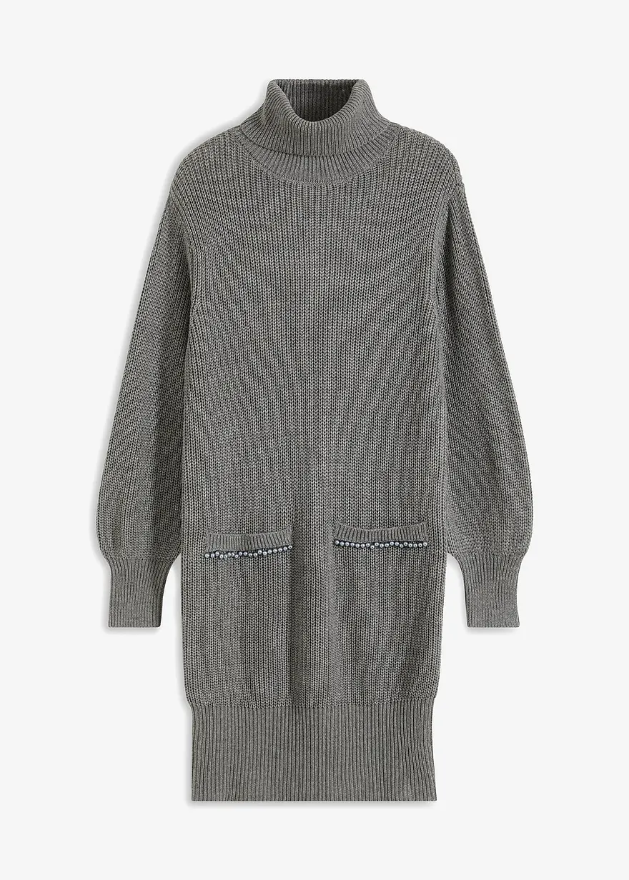 Strickkleid mit aufgesetzten Perlen