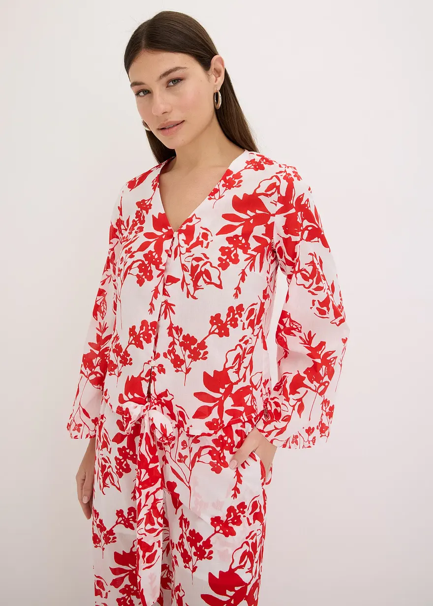 bedruckte Bluse aus reiner Baumwolle