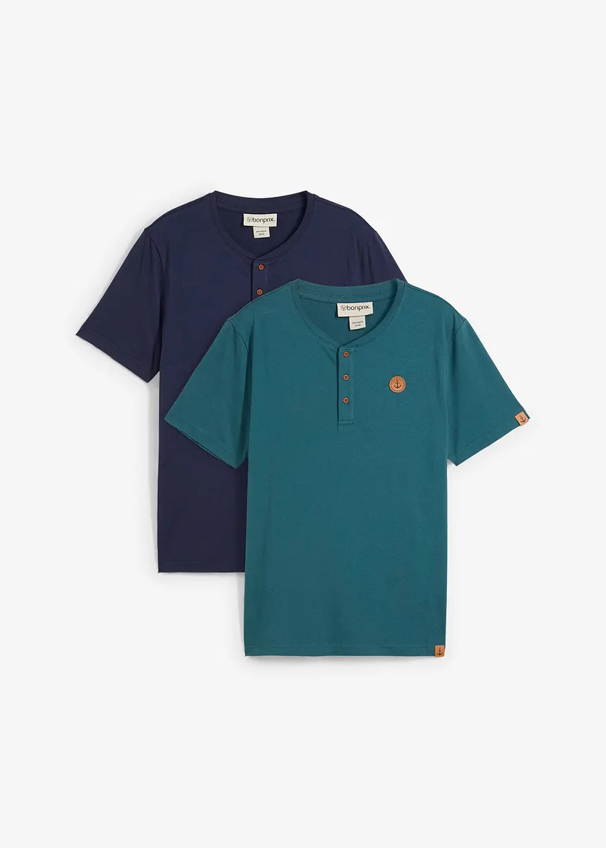 Henleyshirt (2er Pack) aus reiner Bio-Baumwolle