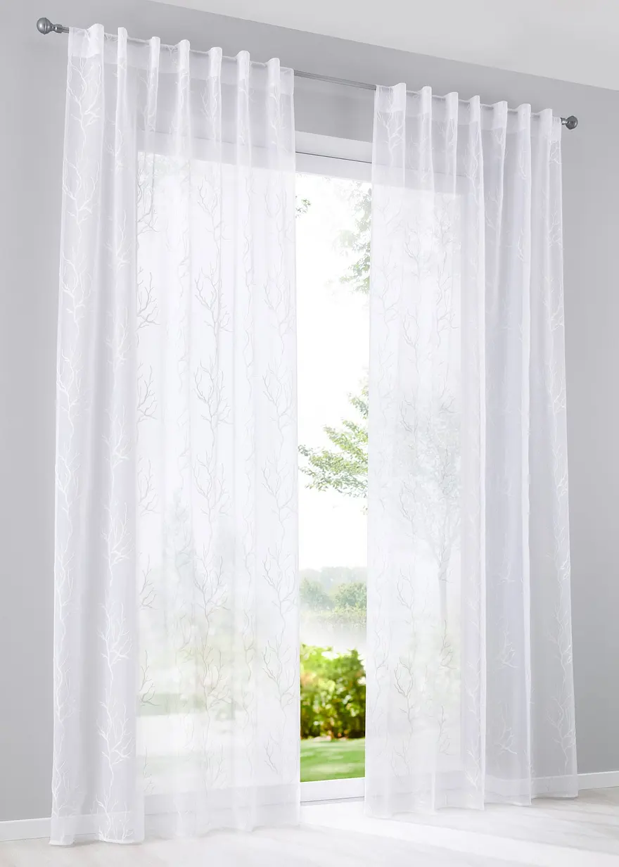 Gardine mit Stickerei mit recyceltem Polyester (1er Pack)