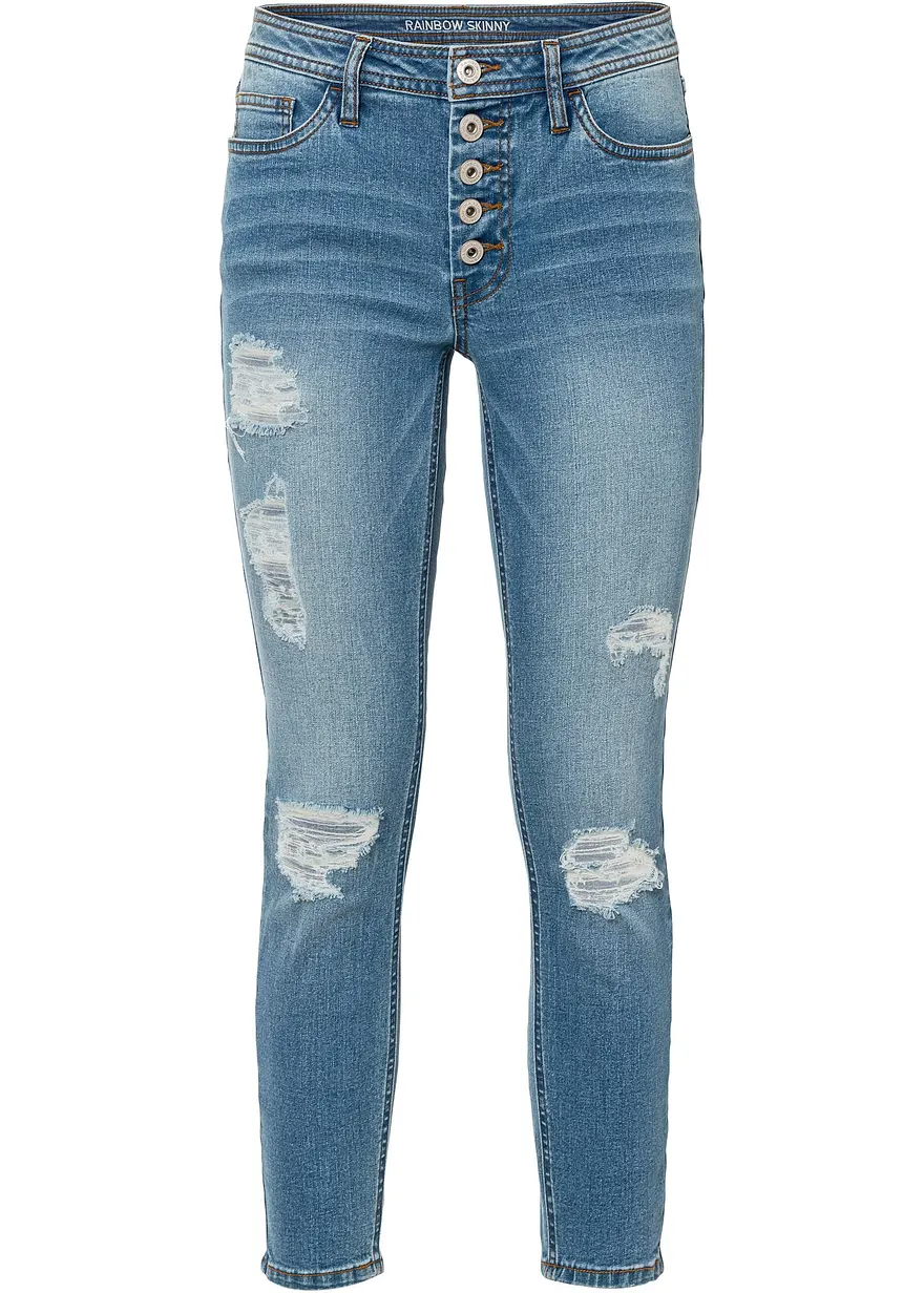 Skinny-Jeans, Mid Waist, Destroyed