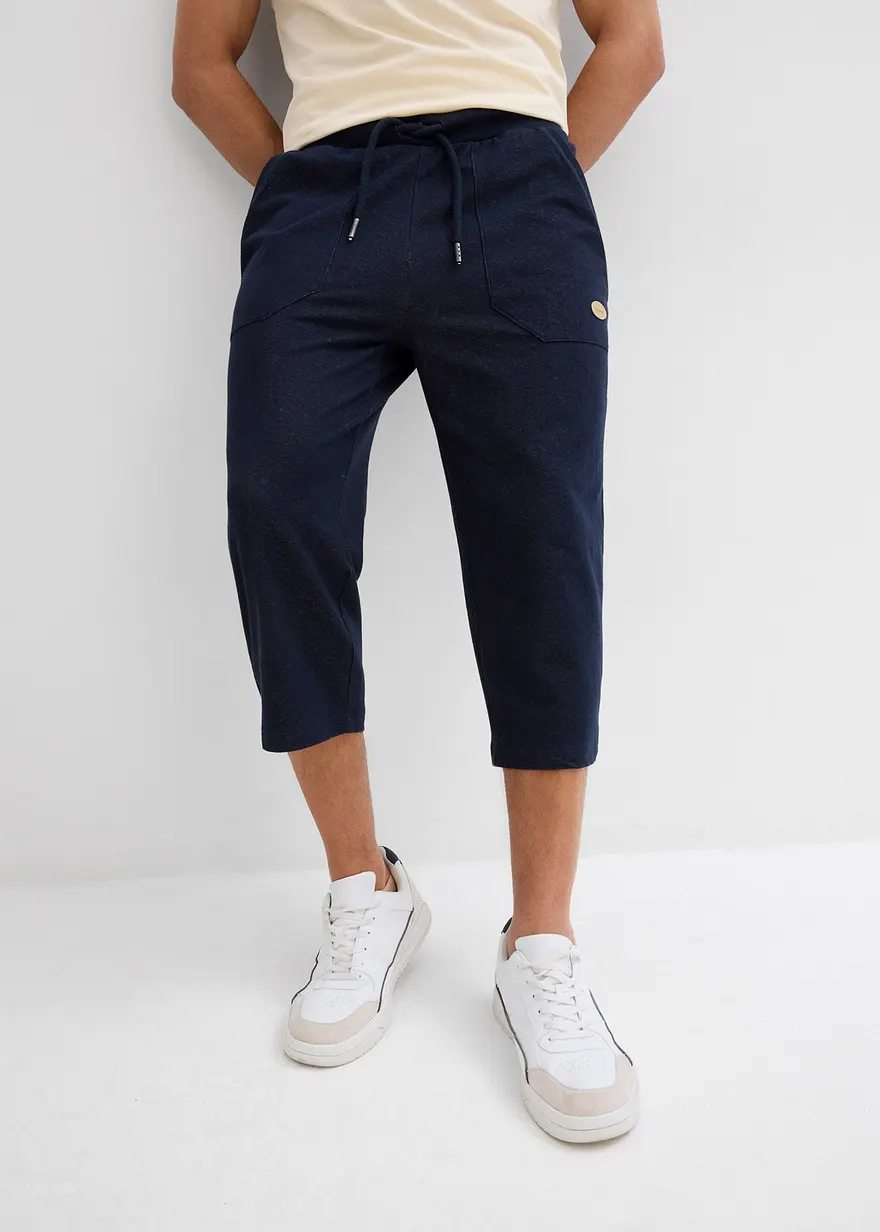 3/4 Sweathose in Denimoptik mit Komfortbund