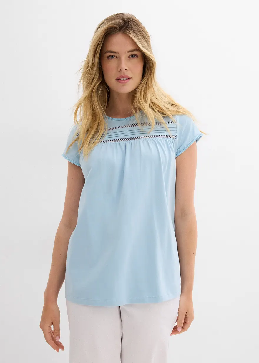 Baumwoll-Shirt mit Spitze
