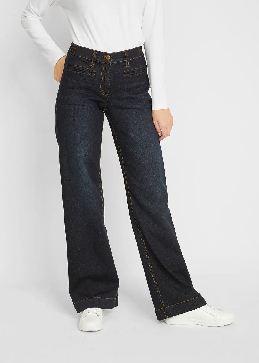 Wide Leg Jeans Mid Waist, Bequembund