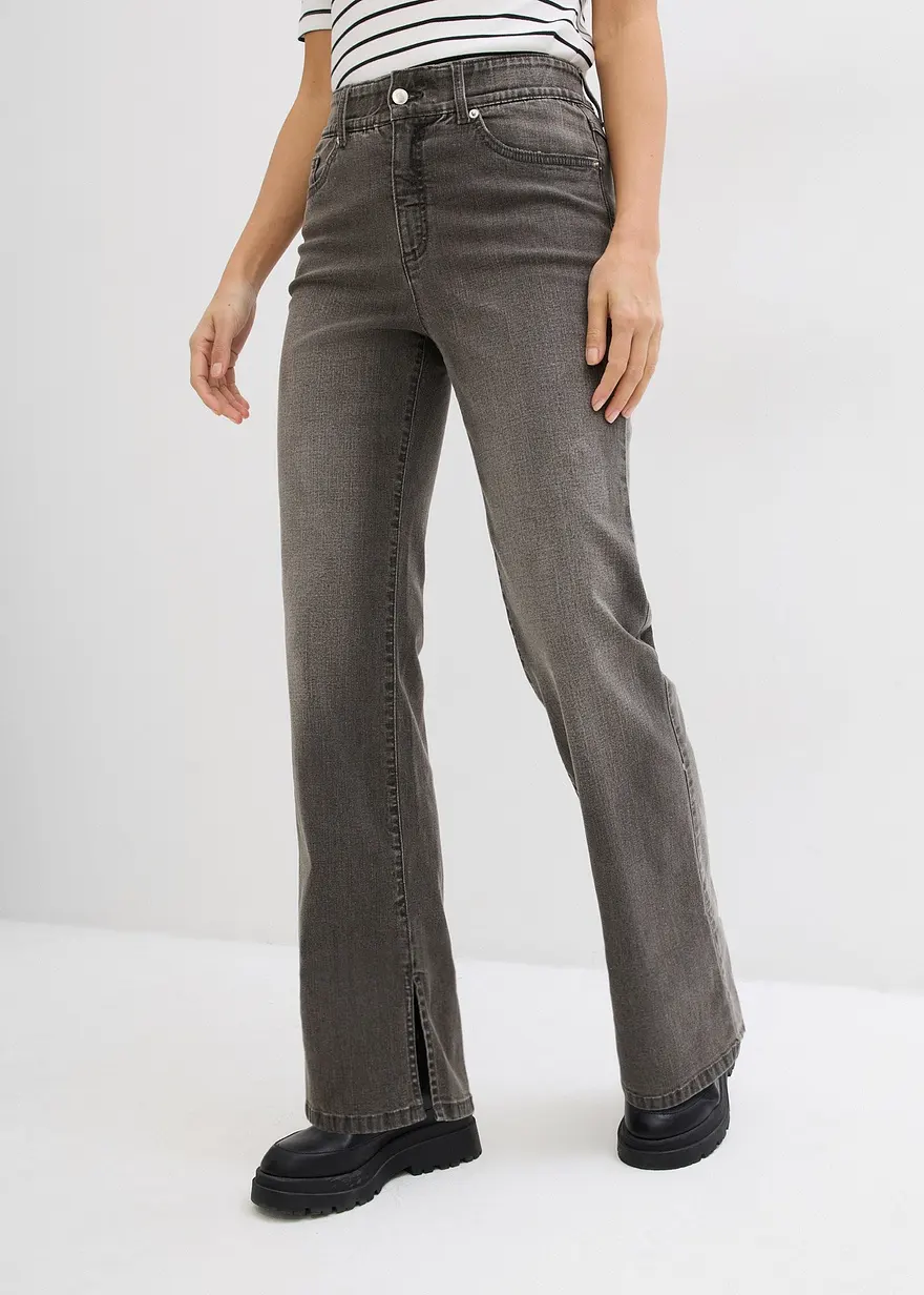 Straight-Jeans, High Waist, Schlitz