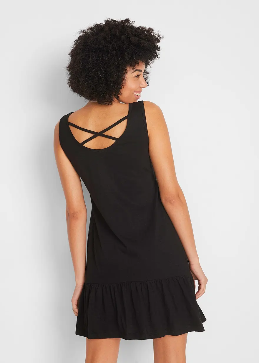 Jerseykleid mit Volants und Rückendetail