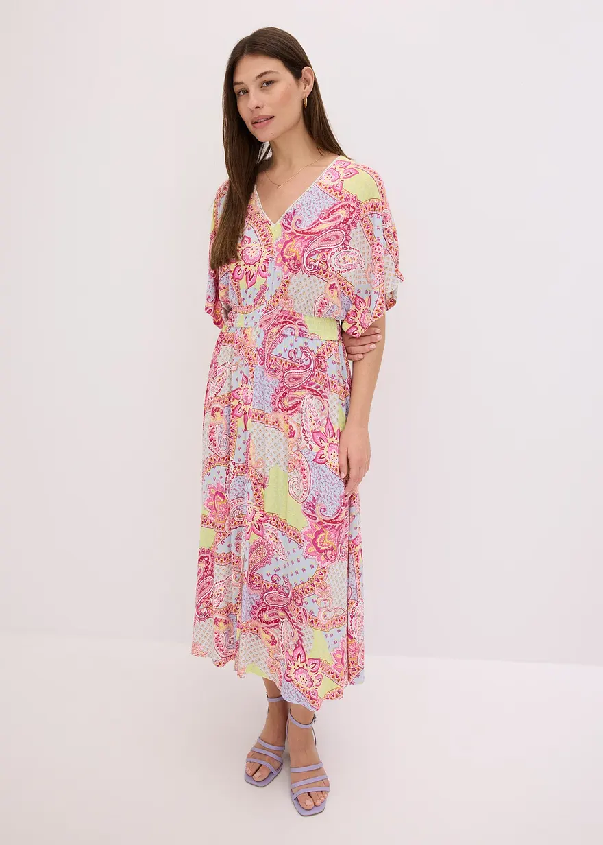 Jerseykleid mit Spitze aus softem Viskose-Mix