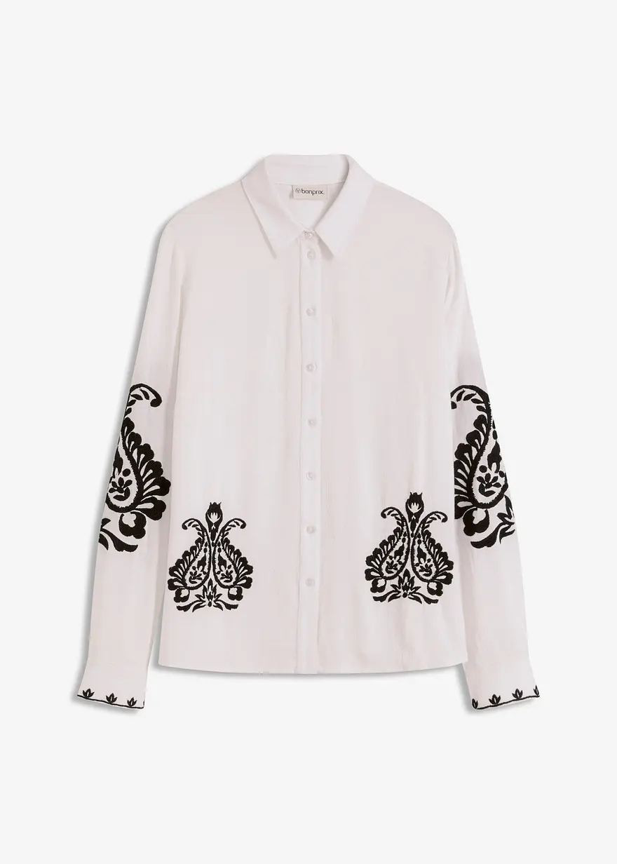 Bluse aus softem Viskose-Mix mit Stickerei
