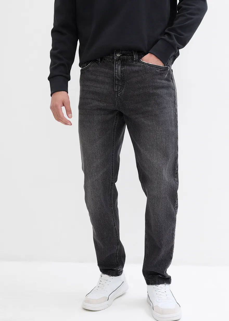 Classic Fit Stretch-Jeans in verkürzter Länge, Tapered
