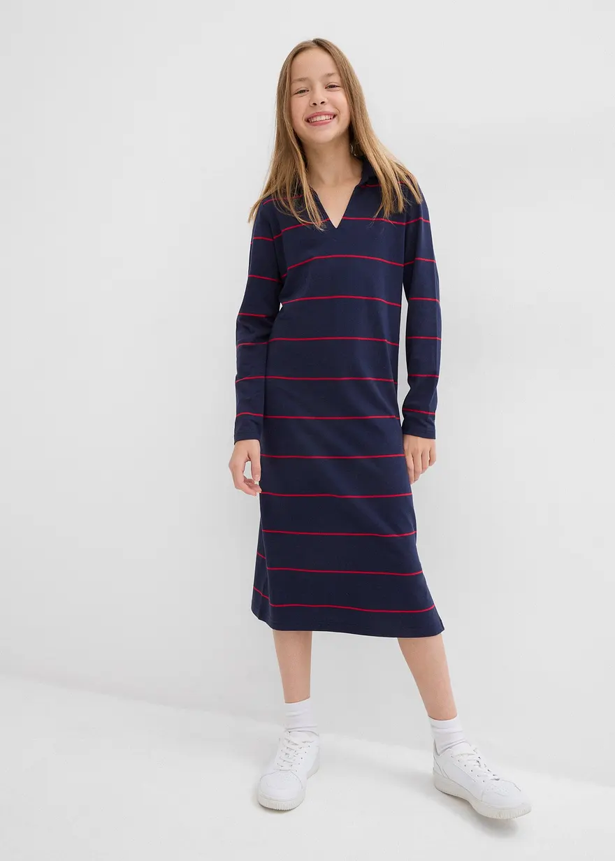 Jerseykleid mit Polokragen mit Bio-Baumwolle