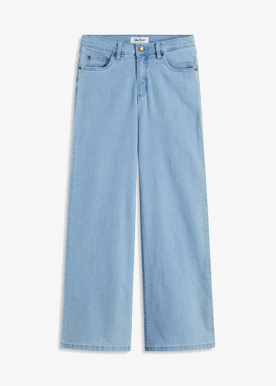 Wide-Leg-Jeans, Mid Waist, Stretch