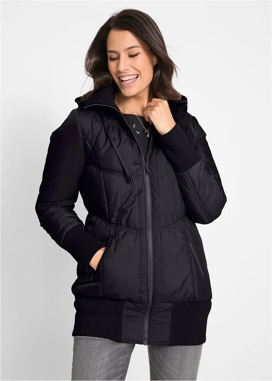 Steppjacke mit breitem Komfortbund und Kapuze