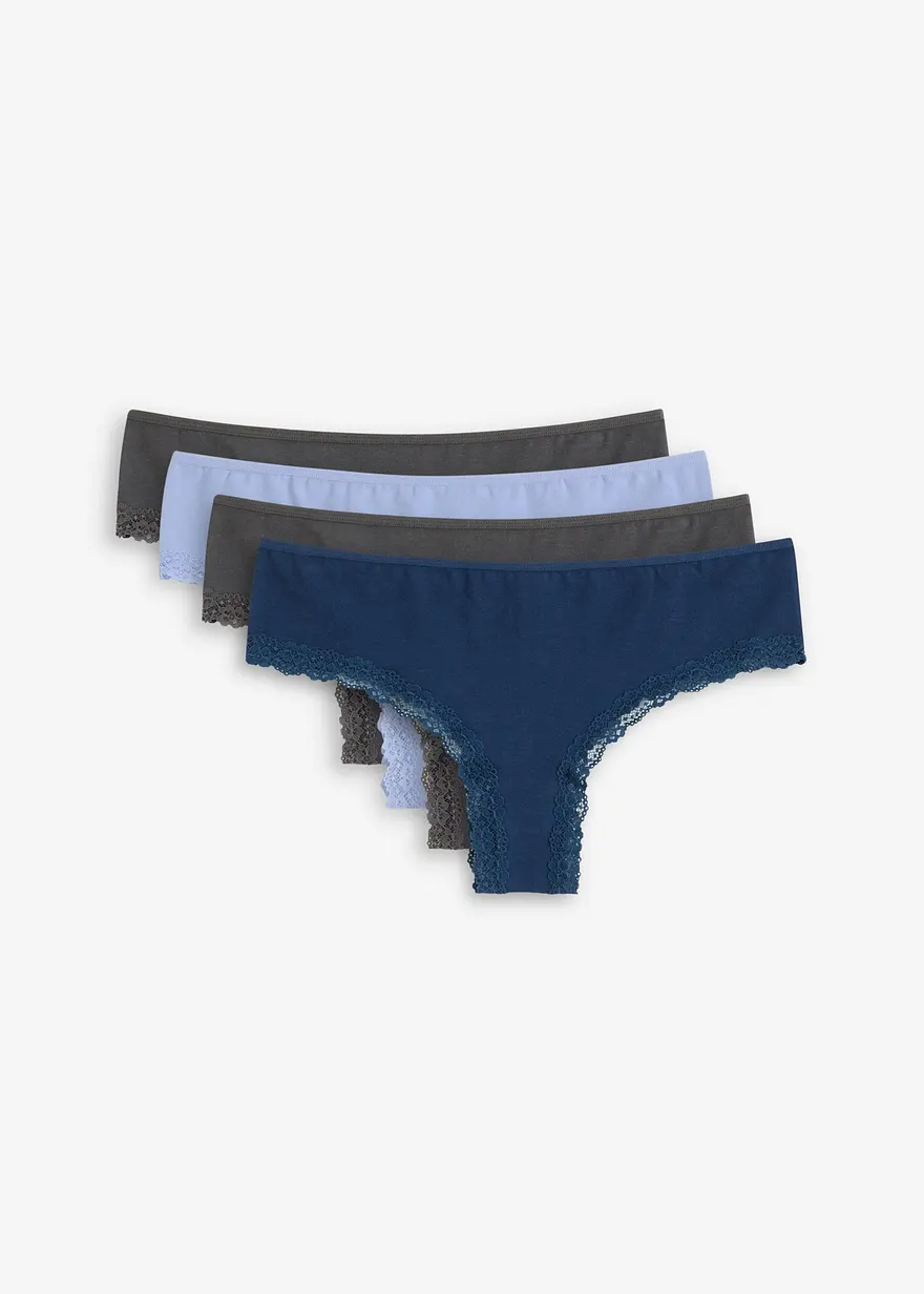 Brazilslip (4er Pack) gerippt mit Bio Baumwolle und Spitze