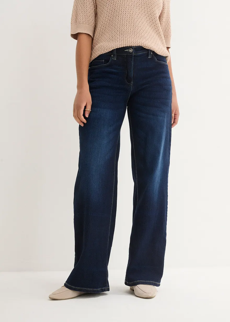 Wide-Leg-Jeans Mid Waist, Bequembund