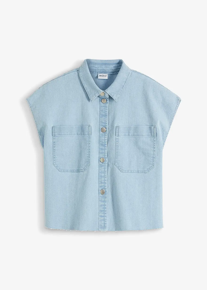 Kurze Boxy-Jeansbluse