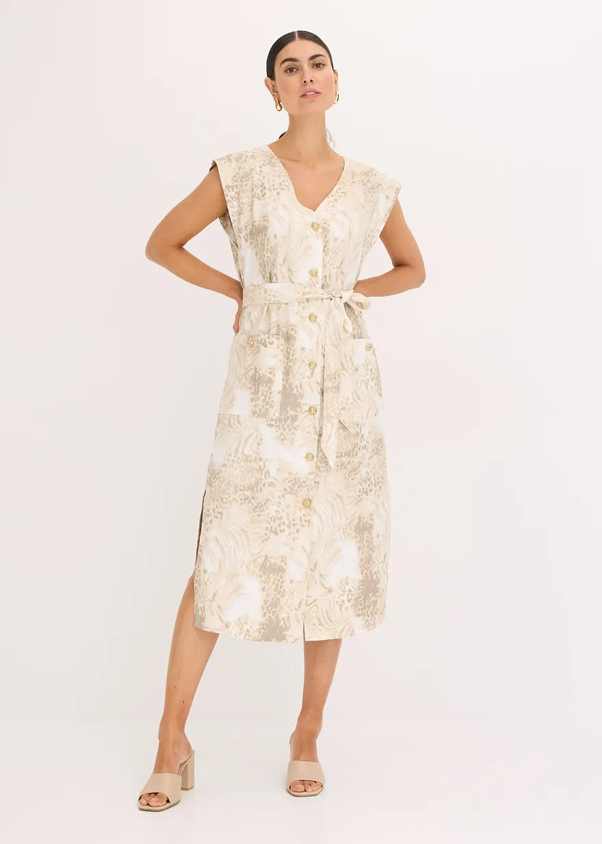Viskose-Kleid mit Bindeband (2-tlg.Set)