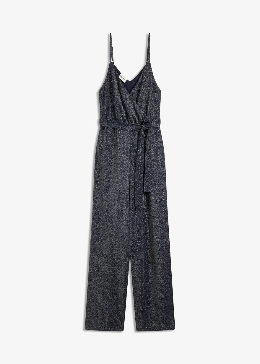 Jumpsuit aus leichter Viskose mit Glitzer