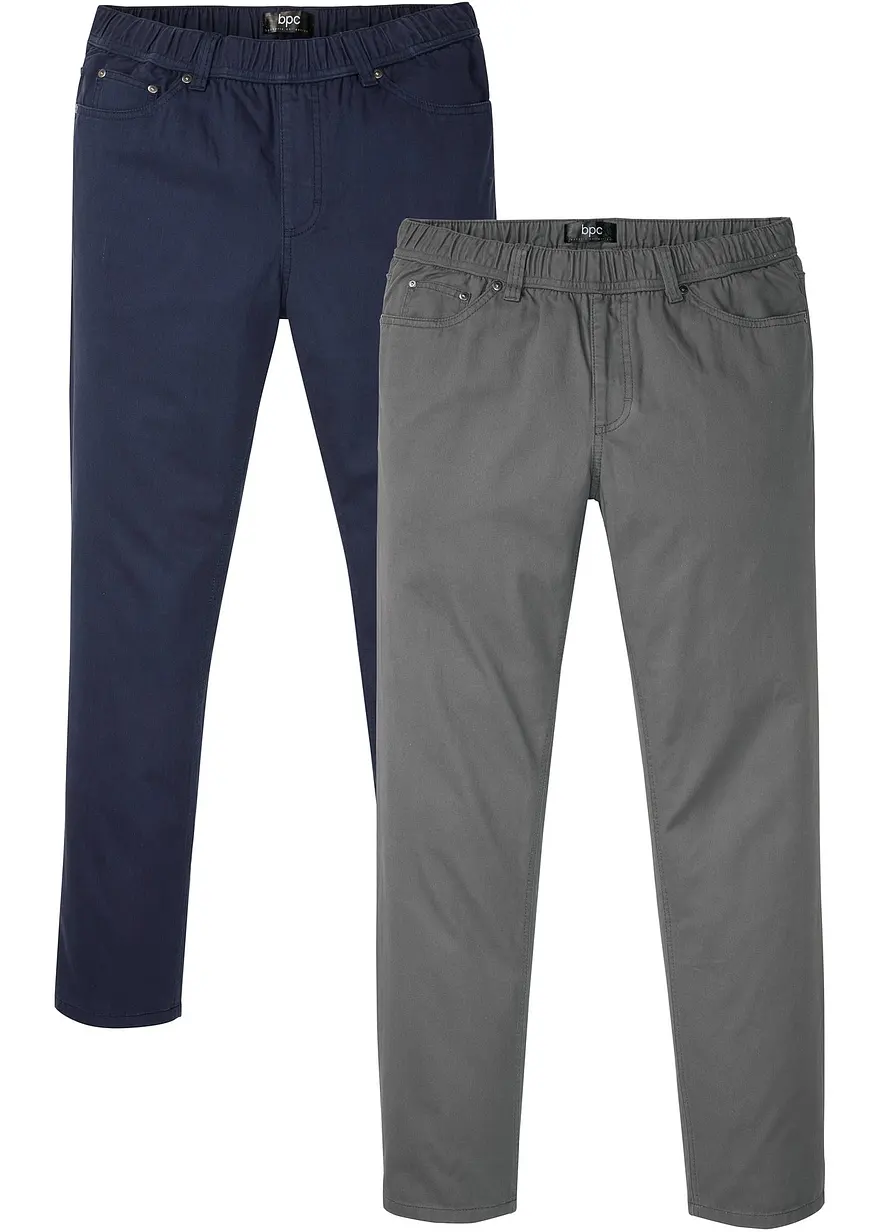 Regular Fit Schlupfhose mit Komfortbund, Straight (2er Pack)
