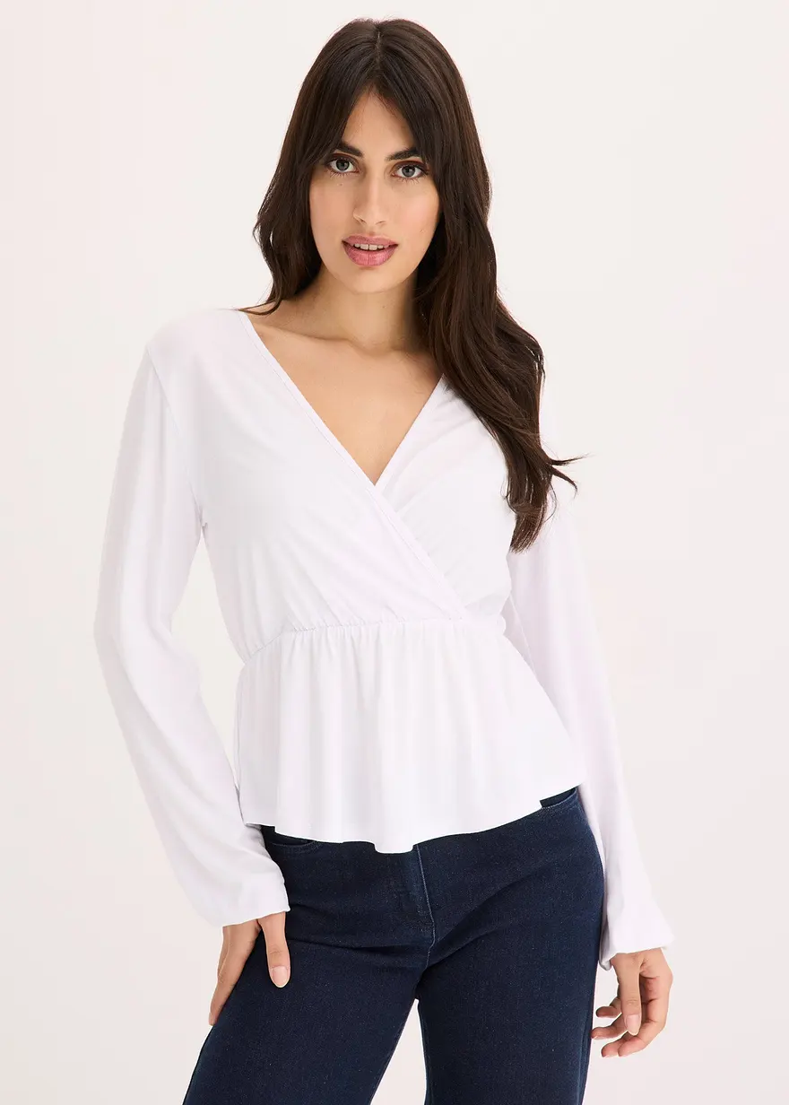 Shirtbluse in Wickeloptik