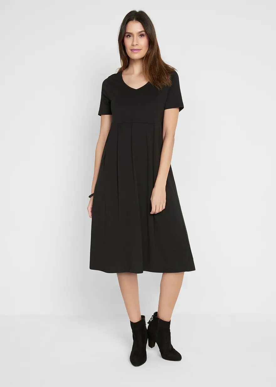 Baumwoll-Jerseykleid, Midilänge