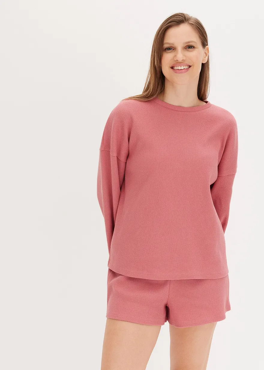 Oversized Loungewear Shorty Hausanzug aus Waffeljersey