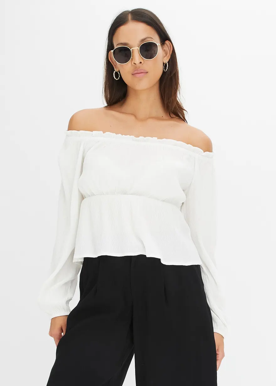 Carmenbluse aus Crinkle Viskose