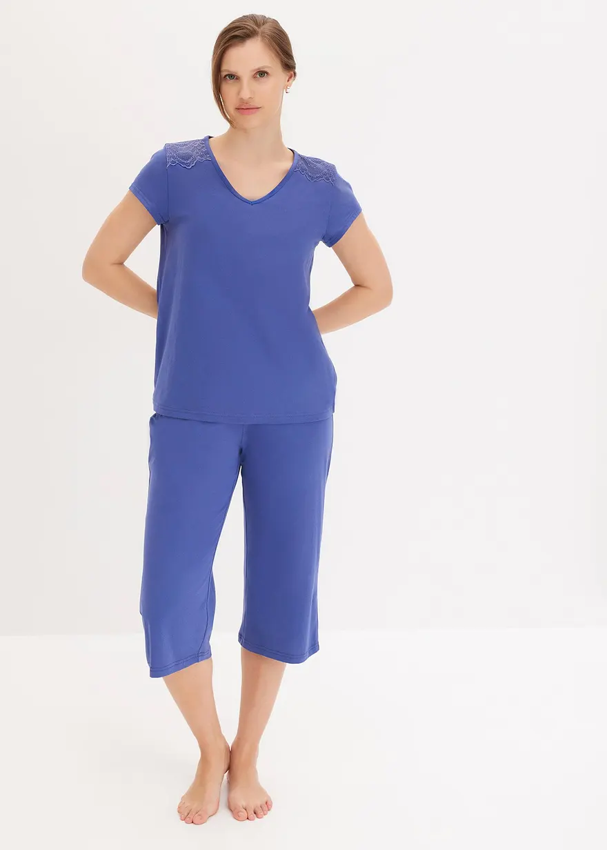 Capri Pyjama mit weiter Culotte