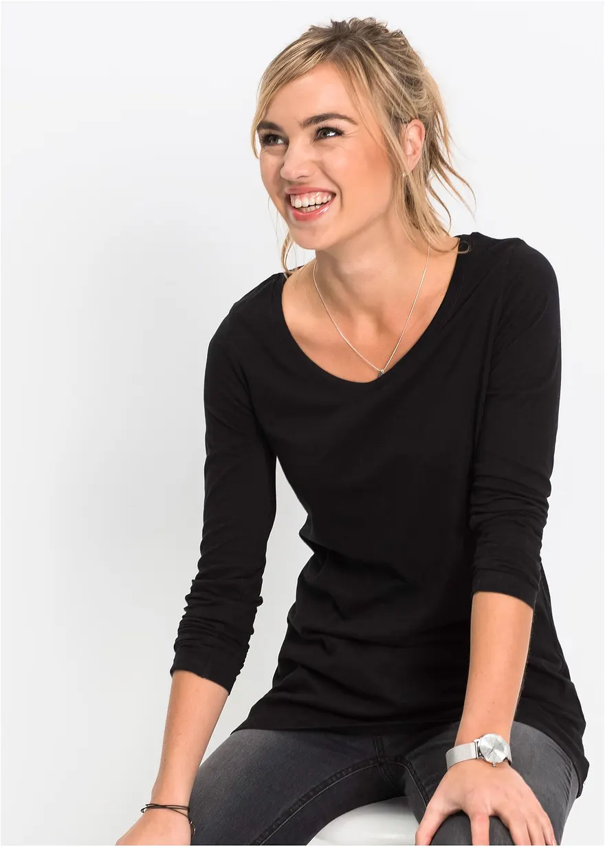 Langarmshirt aus reiner Baumwolle