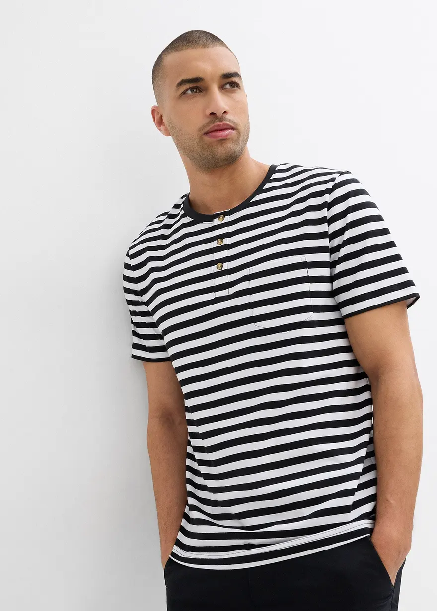 Kurzarm-Henleyshirt (2er Pack) aus reiner Bio-Baumwolle