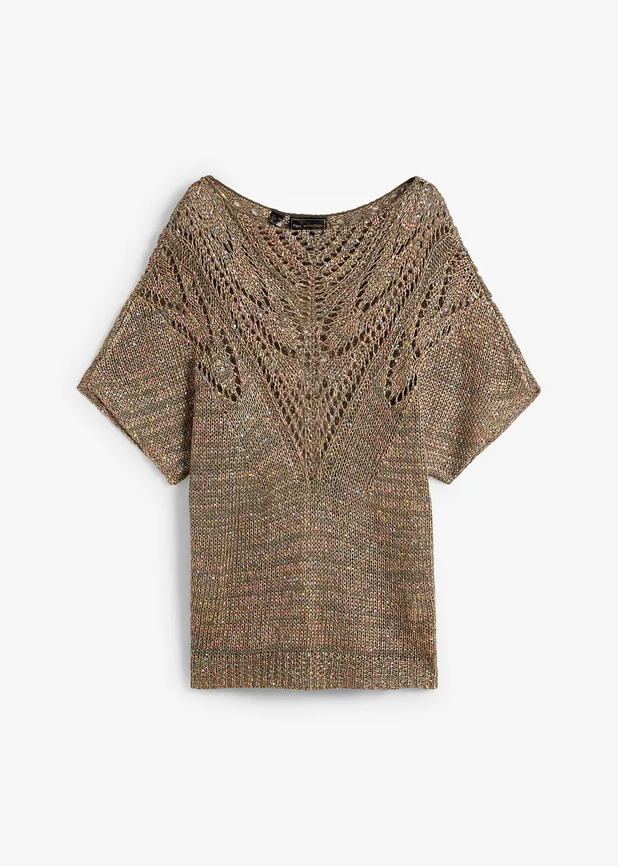 Ajourpullover mit bunten Pailletten