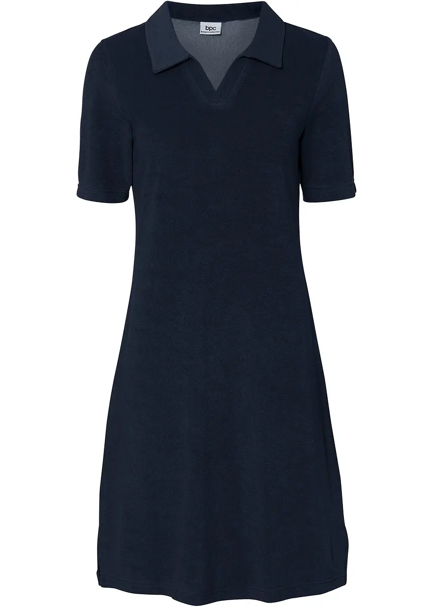 Knieumspielendes Frottee-Kleid mit Polokragen