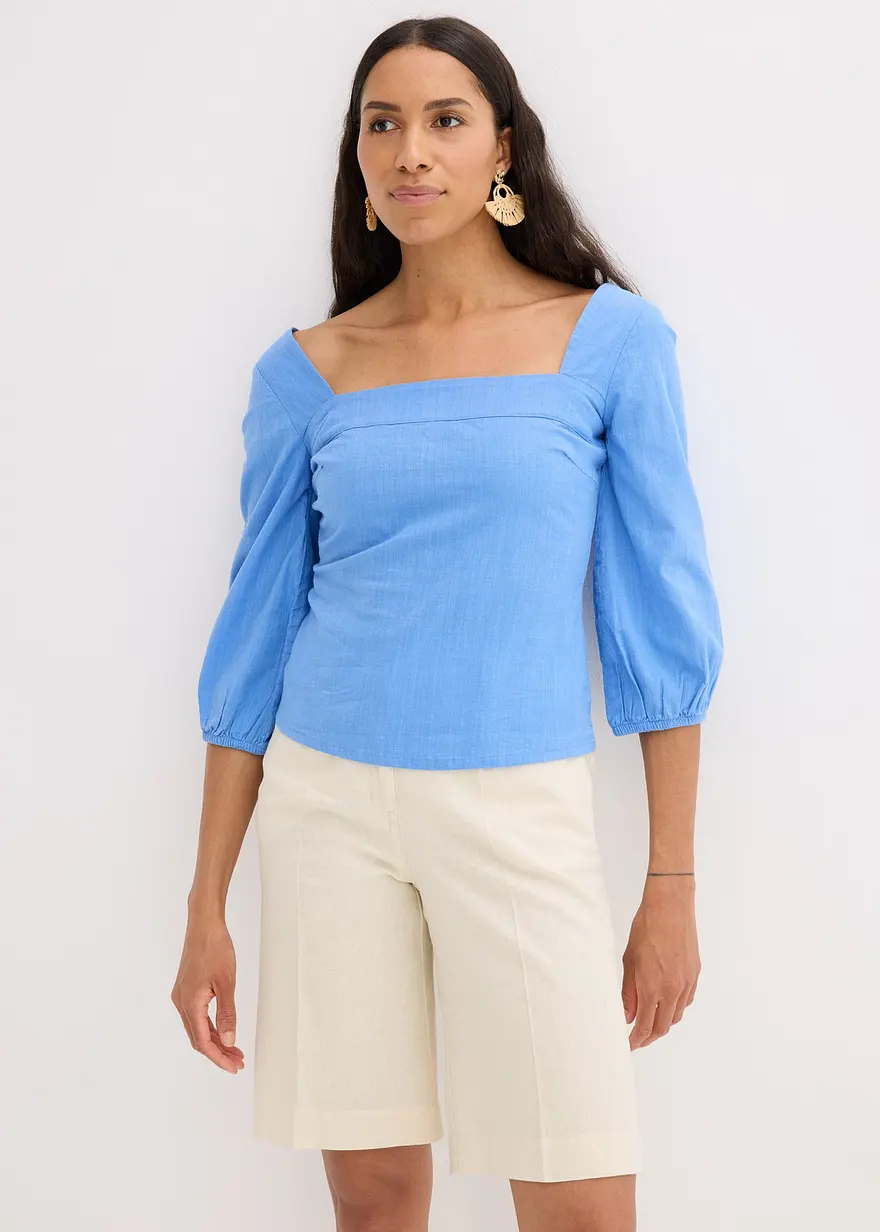 Bluse mit Puffärmeln und Smoke-Detail