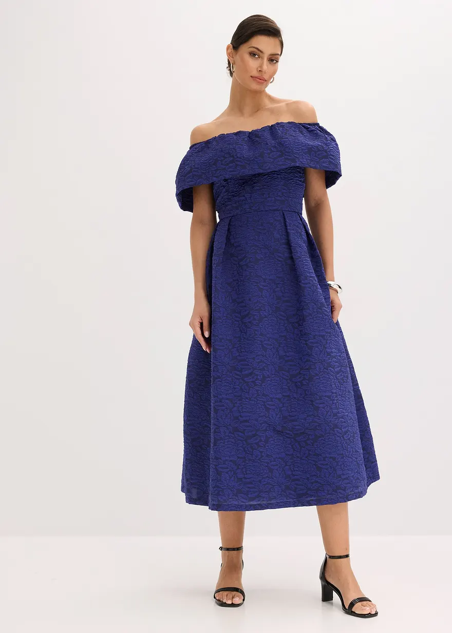 Carmen-Kleid aus glänzendem Jacquard