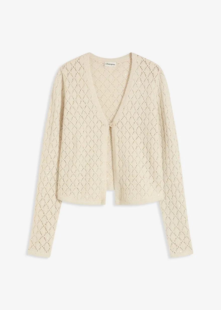 Kurze Strickjacke mit Pailletten
