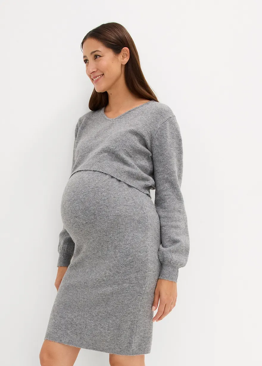 2-teiliges Umstands-Strickset aus Pullover und Rock