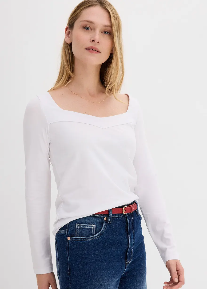 Langarmshirt mit Herzausschnitt