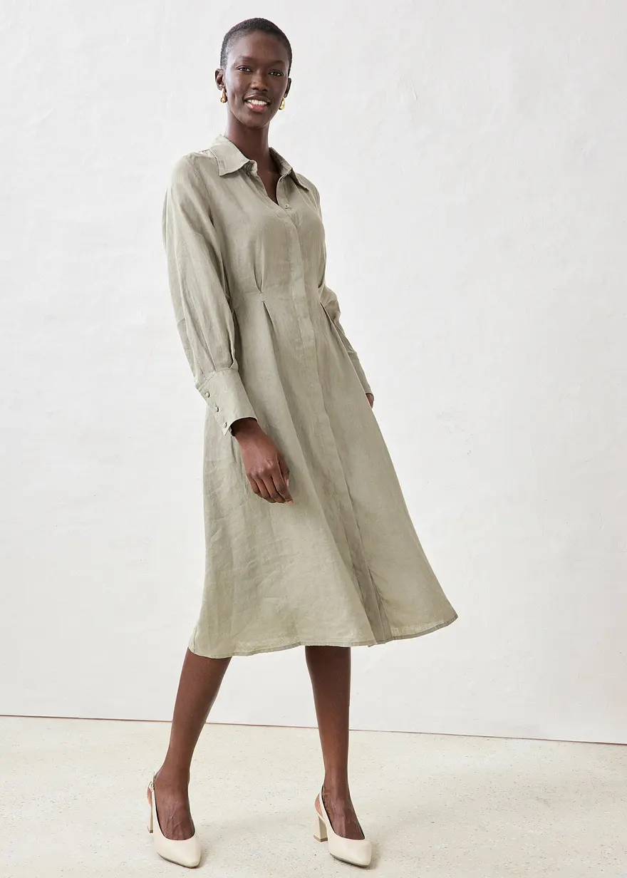 Hemdblusenkleid aus reinem Leinen