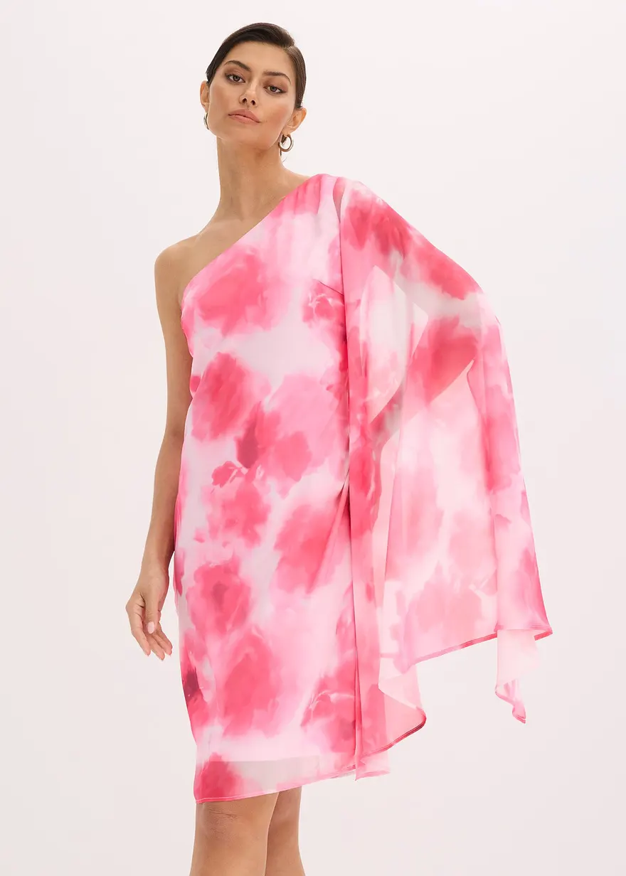 One-Shoulder-Kleid aus feinem Chiffon