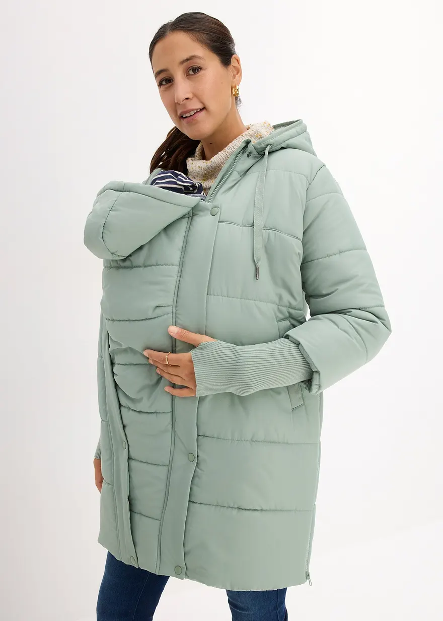3-in-1 warmer Umstandsmantel mit Trageeinsatz