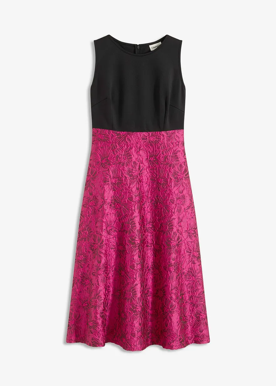 Midikleid mit Rock aus glänzendem Jacquard