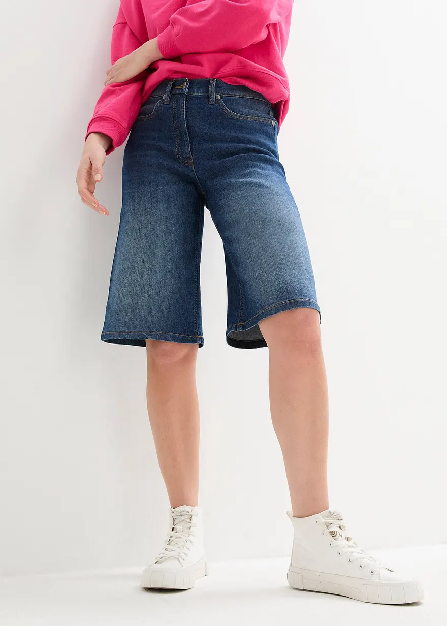Jeans Bermuda High Waist, Stretch