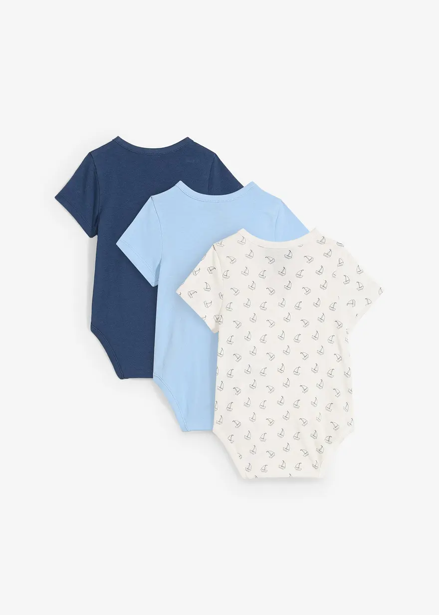 Kurzarm Wickelbodies aus reiner Bio-Baumwolle (3er Pack)
